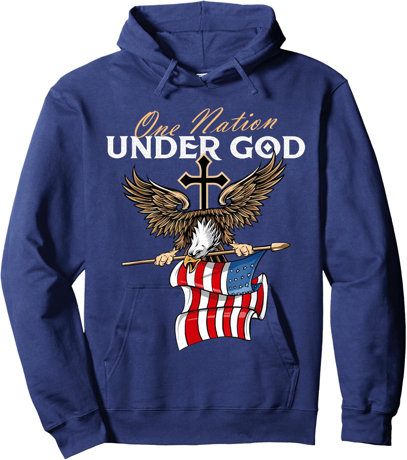 Patriotic Bald Eagle - USA American Flag 4th of July Fourth Hoodie - Hoodie | Navy
