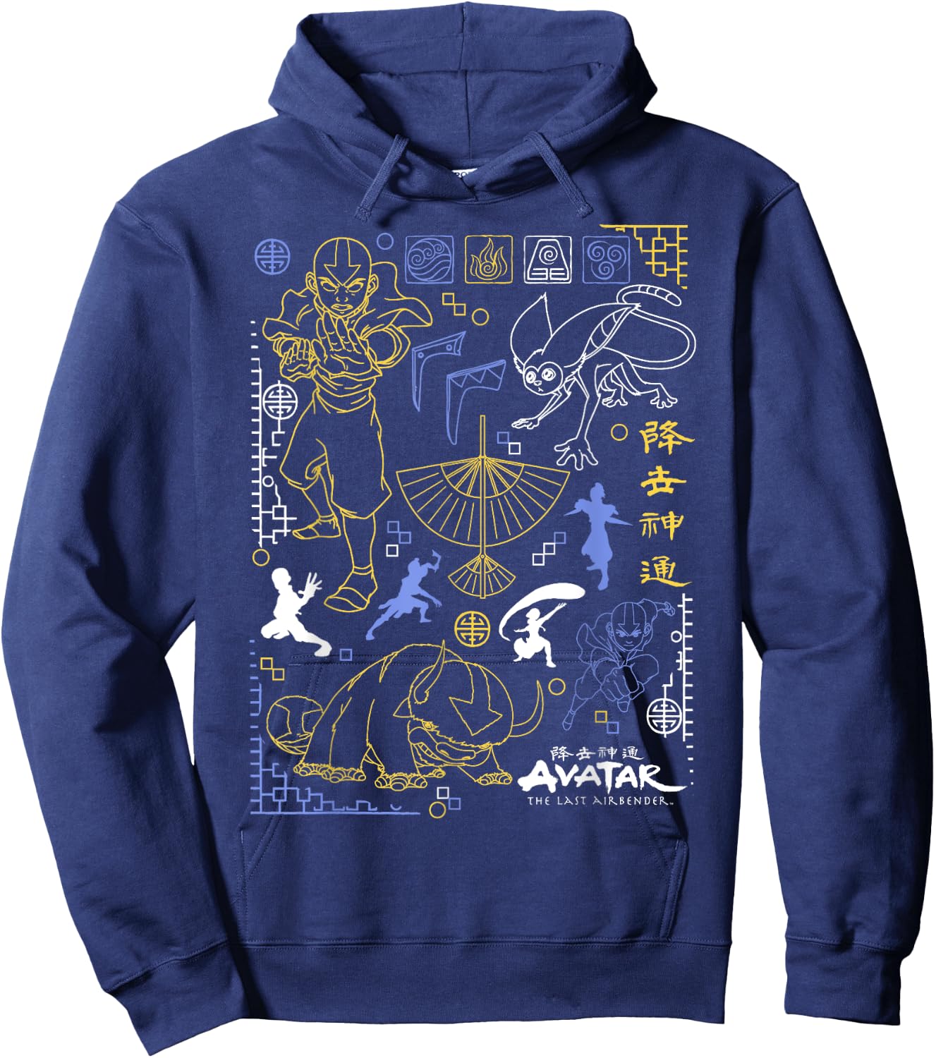Avatar: The Last Airbender Character Line Art Hoodie - Hoodie | Navy