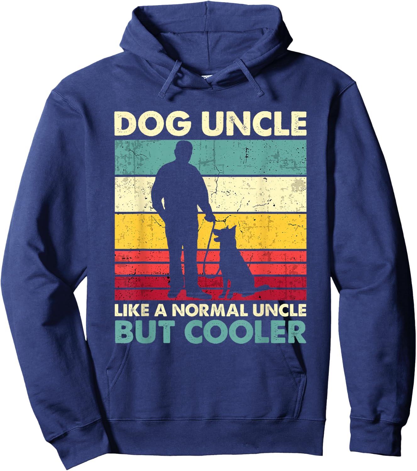Dog Uncle - Retro Sunset Dog Lover Funny Father's Day Hoodie - Hoodie | Navy