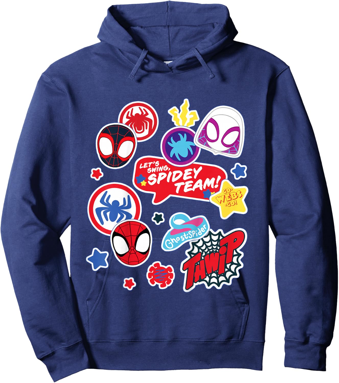 Kids Marvel Spidey and His Amazing Friends Spidey Team Stickers Hoodie - Hoodie | Navy