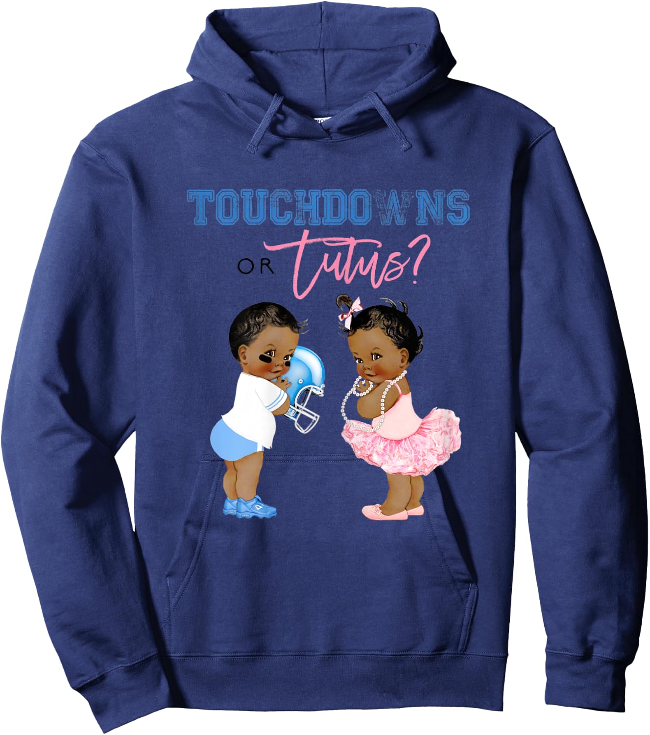 Touchdown or Tutus Gender Reveal Family Baby Shower Matching Hoodie - Hoodie | Navy