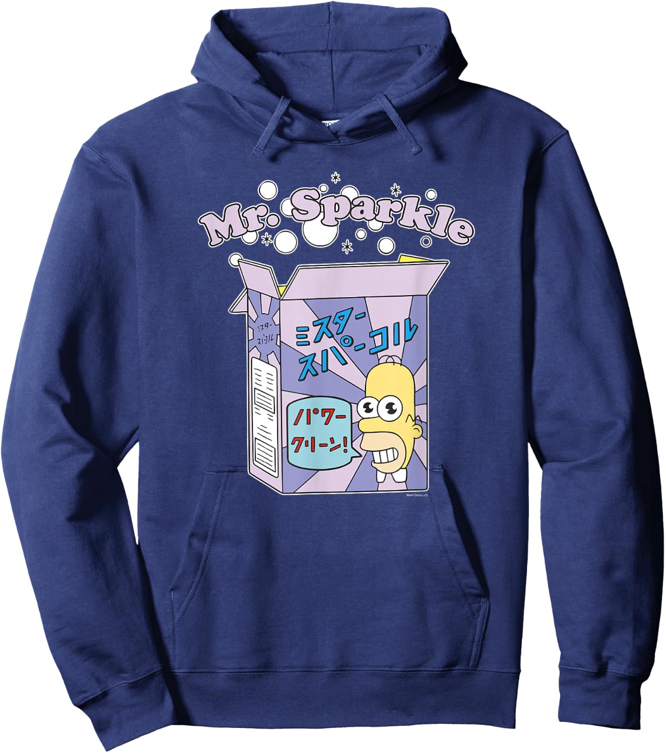 The Simpsons Homer Mr. Sparkle Kanji Box Bubbles V2 Hoodie - Hoodie | Navy
