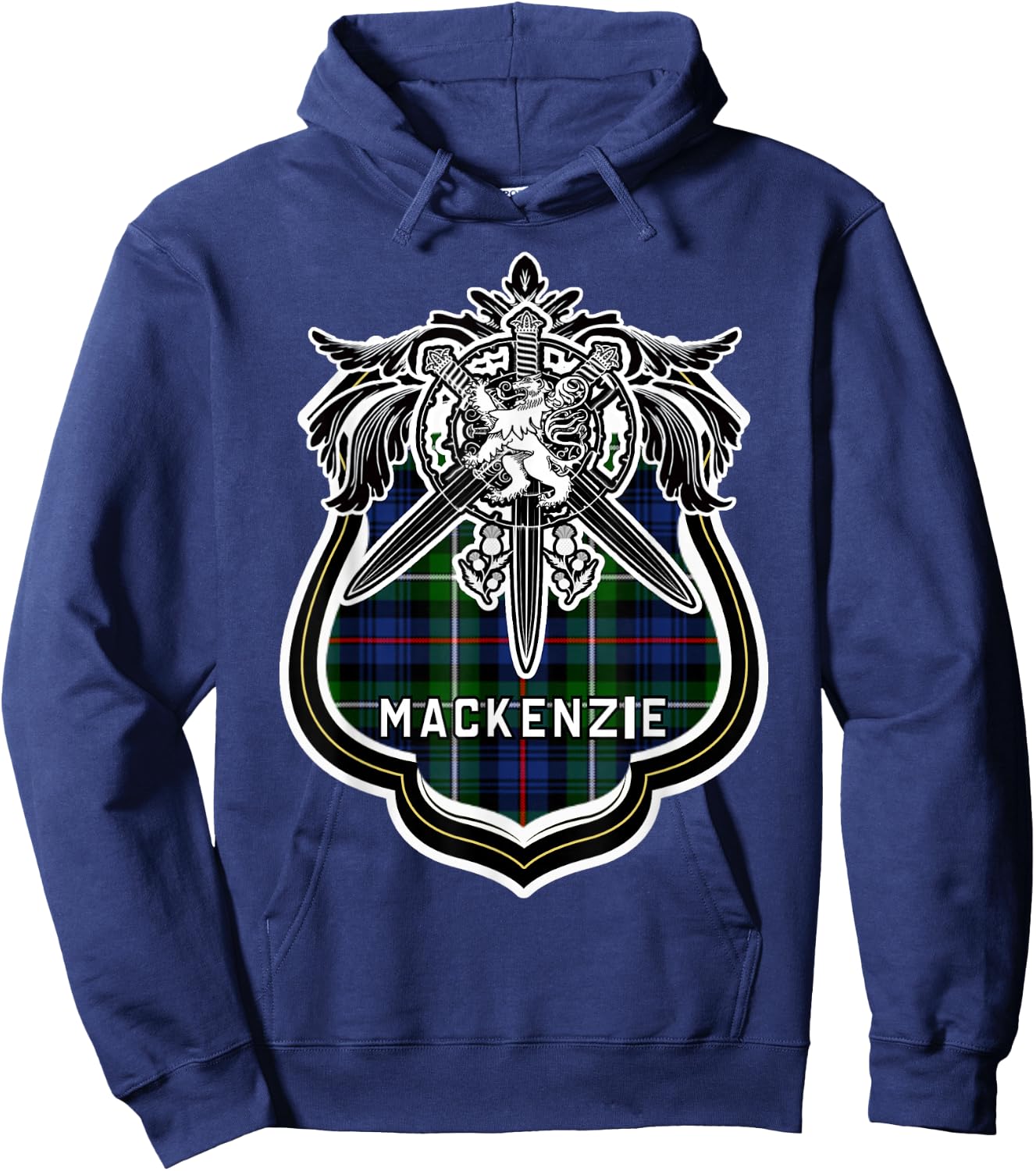 MacKenzie Scottish Clan Family Tartan Lion Sword Name Hoodie - Hoodie | Navy