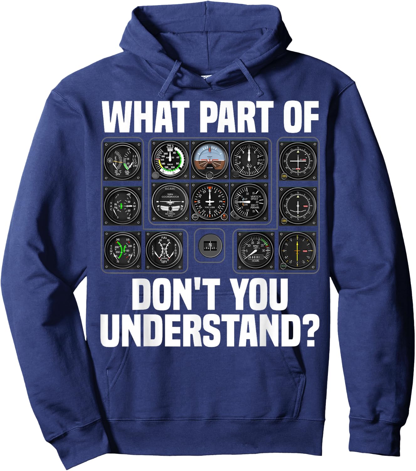 Funny Pilot Art Men Women Aviation Airline Pilot Instruments Hoodie - Hoodie | Navy