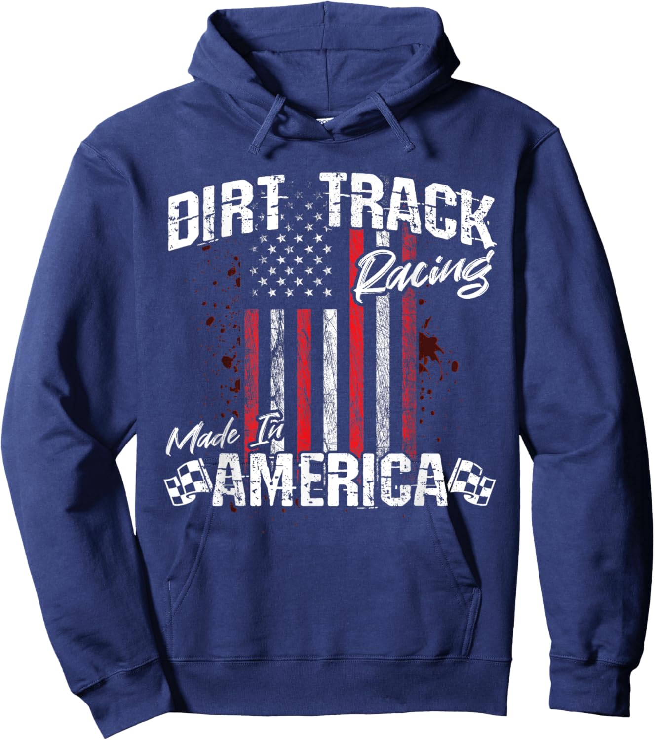 Modified & Sprint Cars - American Flag - Dirt Track Racing Men Hoodie - Hoodie | Navy