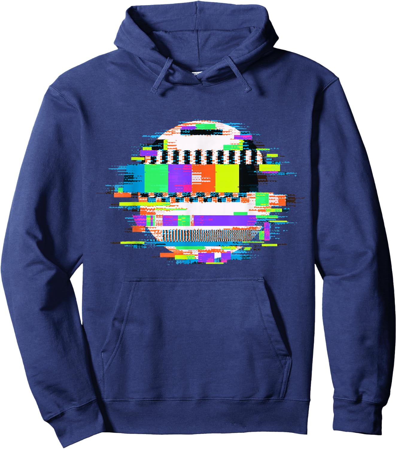Glitch TV Static Trippy Glitch TV Screen Art Hoodie - Hoodie | Navy