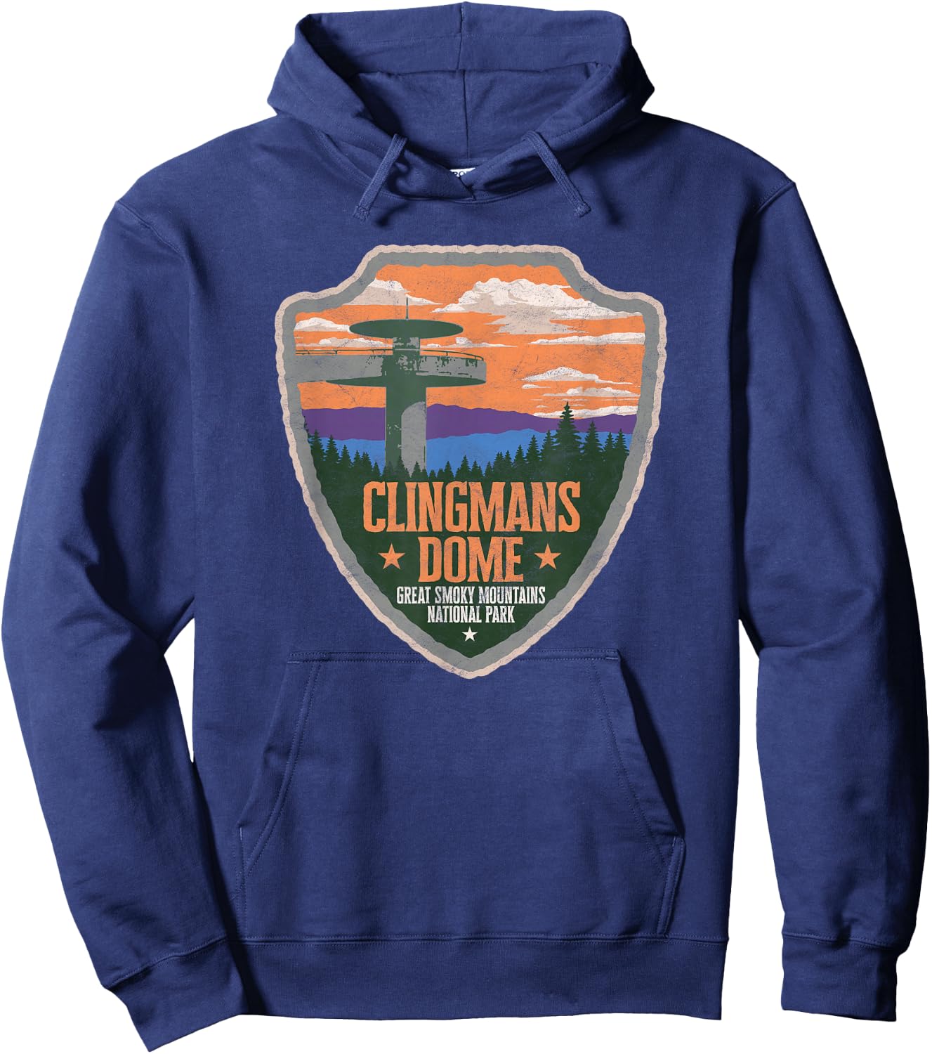 Clingmans Dome Great Smoky Mountains Park Vintage Hoodie - Hoodie | Navy