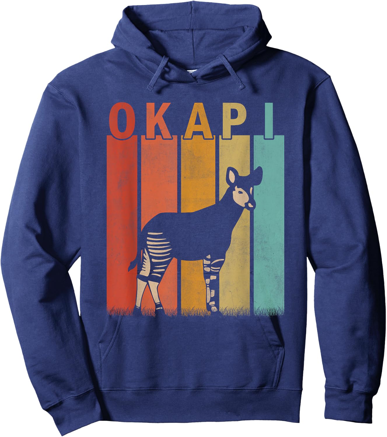 Distressed Okapi Lover Men Women Kid Cute Okapi Retro Hoodie - Hoodie | Navy