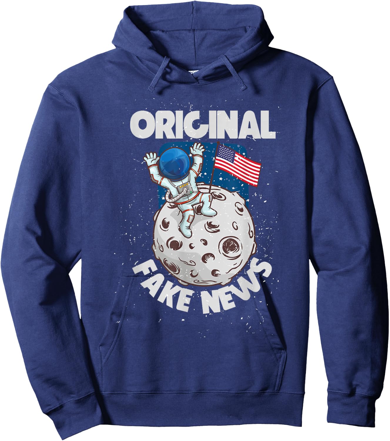 Conspiracy Theory Moon landing Astronaut Original Fake News Hoodie - Hoodie | Navy