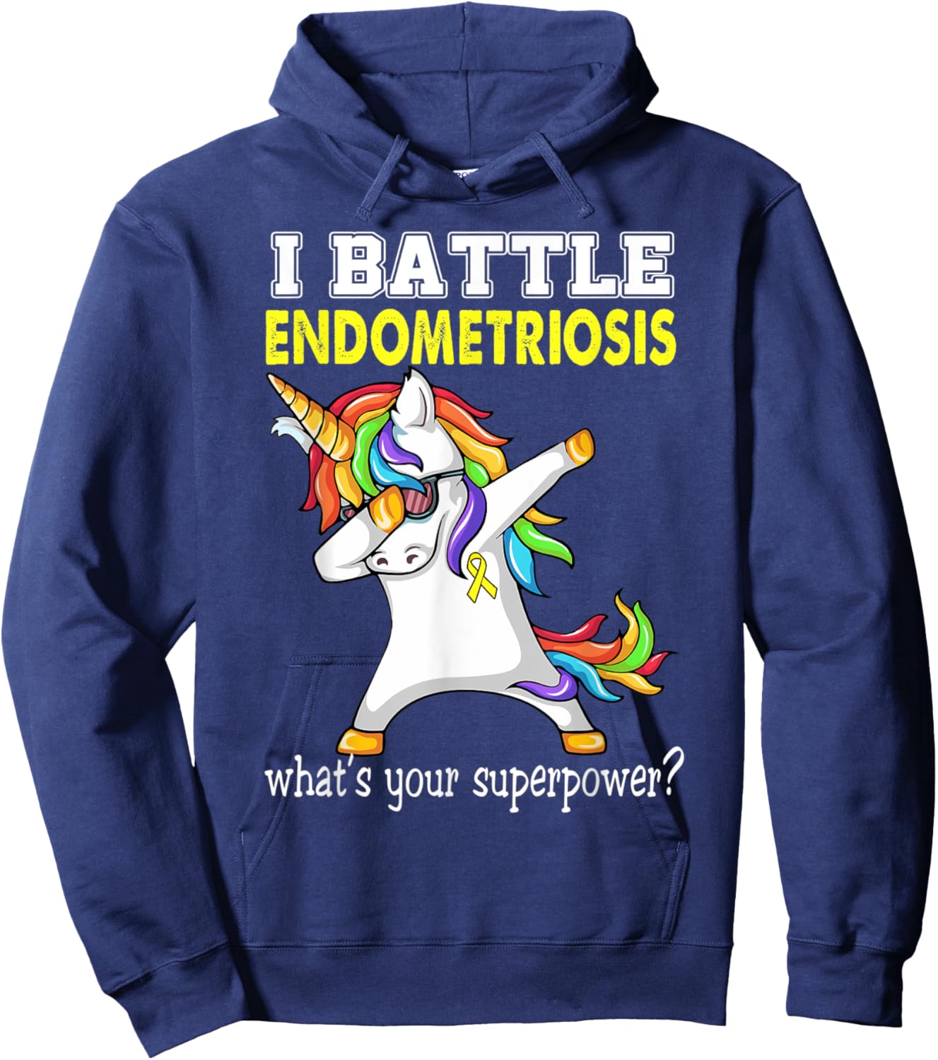 Unicorn I Battle Endometriosis Awareness Hoodie - Hoodie | Navy