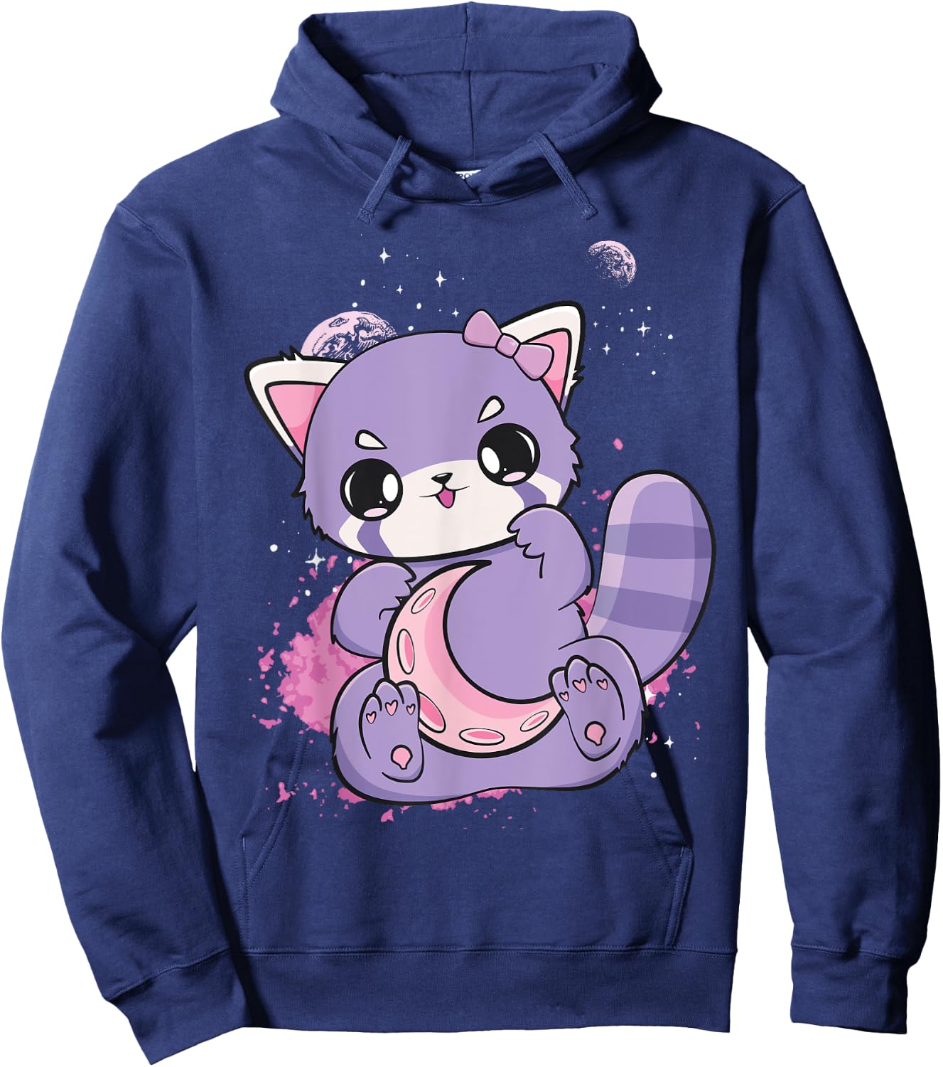 Pink Decora Fairy Kei Red Panda Moon Otaku Anime Nugoth Hoodie - Hoodie | Navy