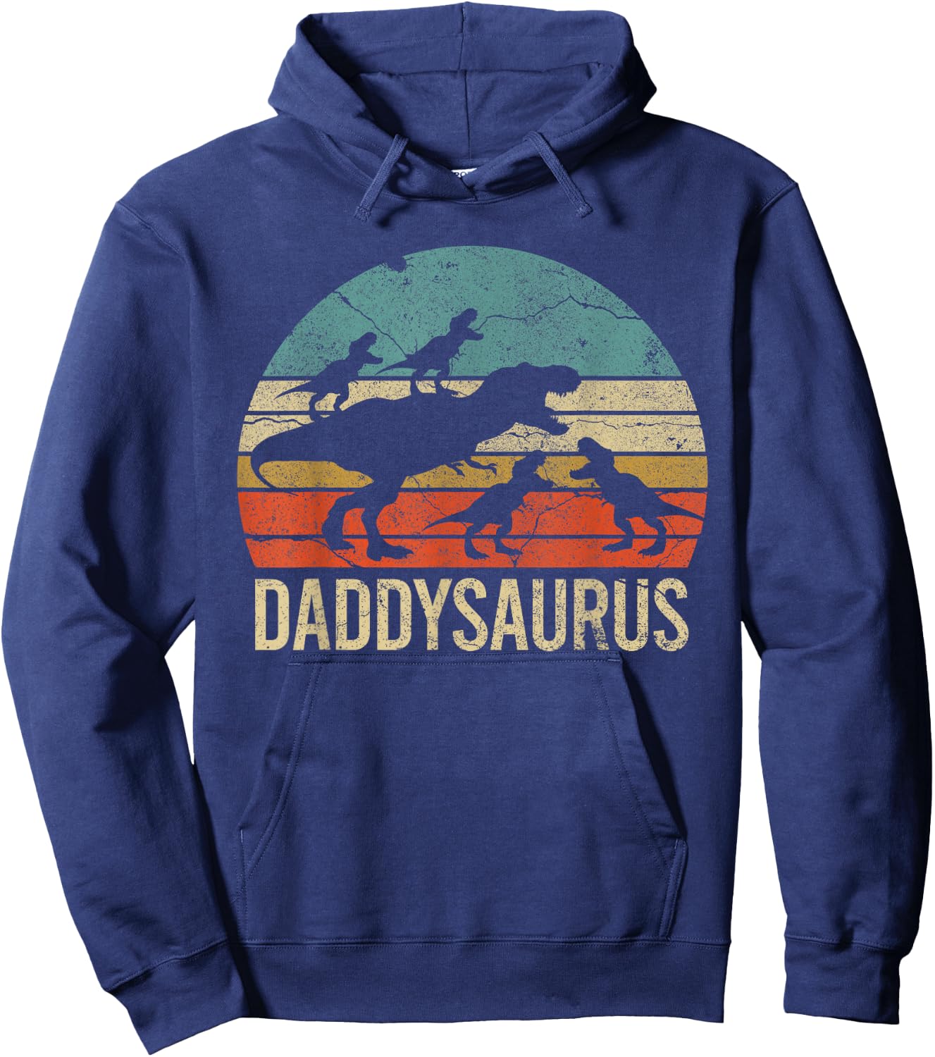 Daddy Dinosaur Daddysaurus 4 four kids Gift Father Day Hoodie - Hoodie | Navy