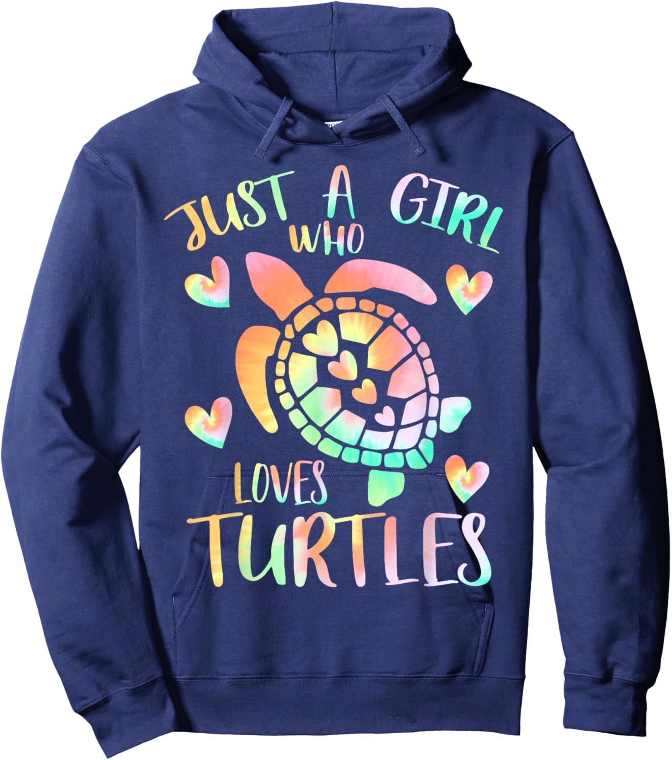 Just a Girl Who Loves Turtles Tie Dye Sea Turtle Girls Theme Hoodie - Hoodie | Navy