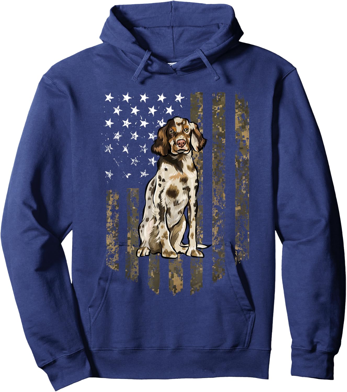 Camo American Flag English Setter 4th Of July USA Hoodie - Hoodie | Navy