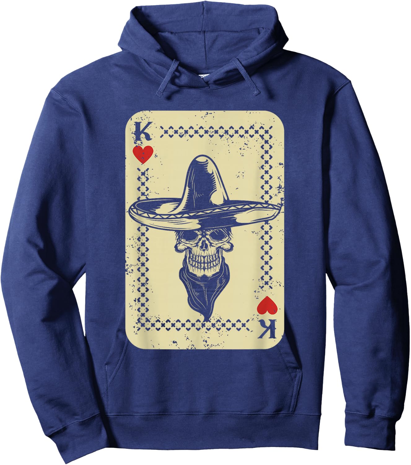 Poker King Mexico Sugar Skull Calavera Cards Player Cowboy Hoodie - Hoodie | Navy