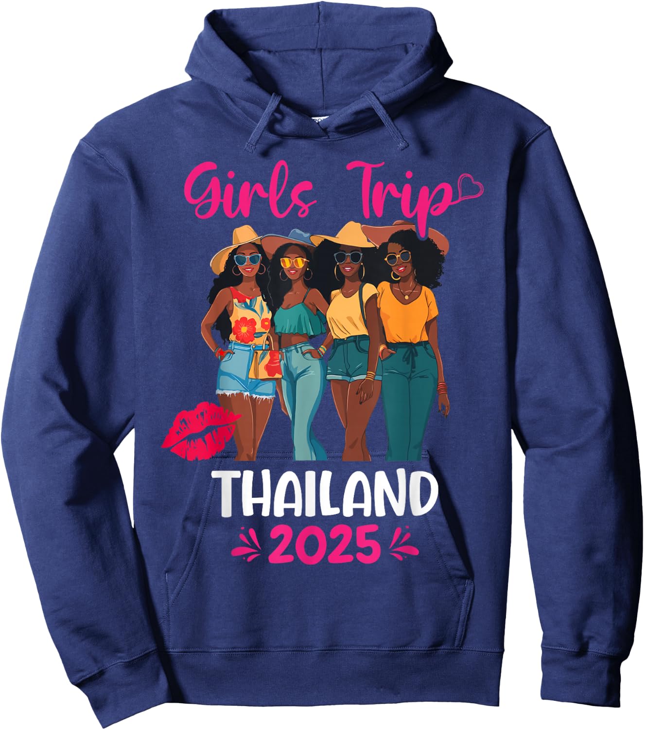 Black Girls Trip Thailand 2025 Vacation Matching Hoodie - Hoodie | Navy