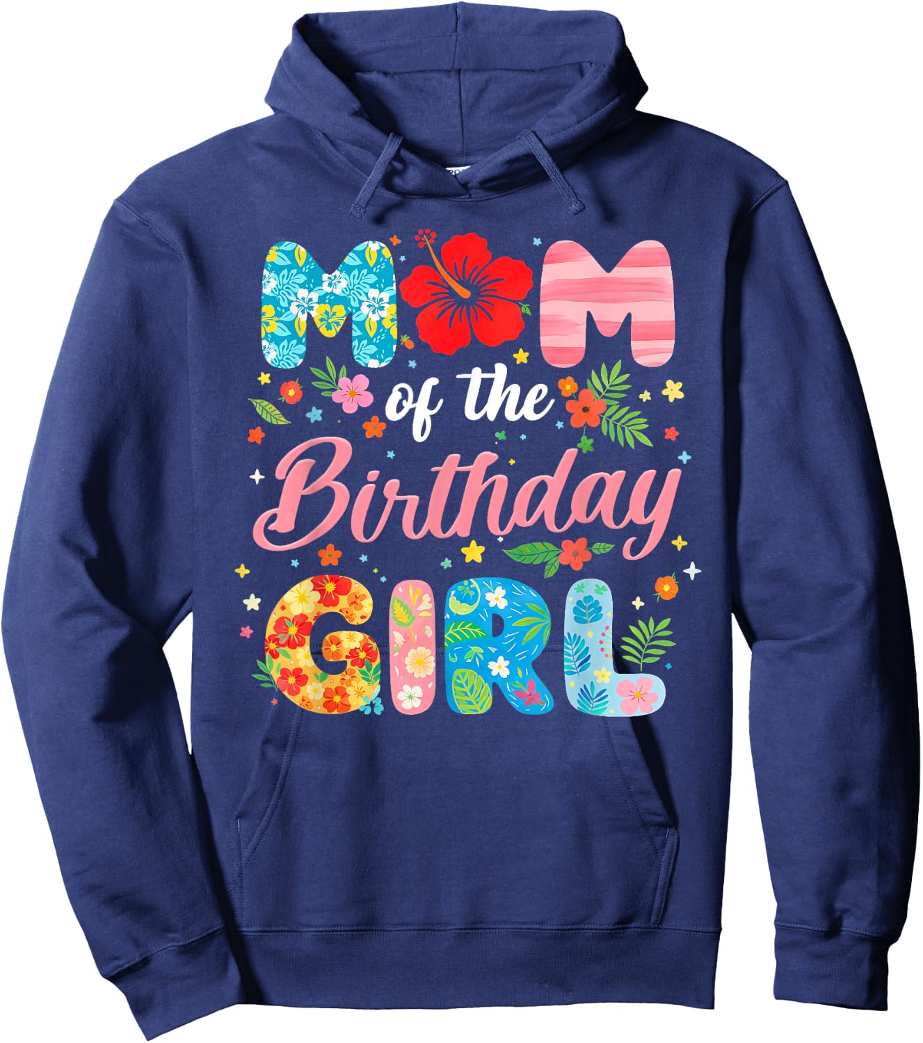 Mom of The Birthday Girl Family Summer Beach Birthday Party Hoodie - Hoodie | Navy