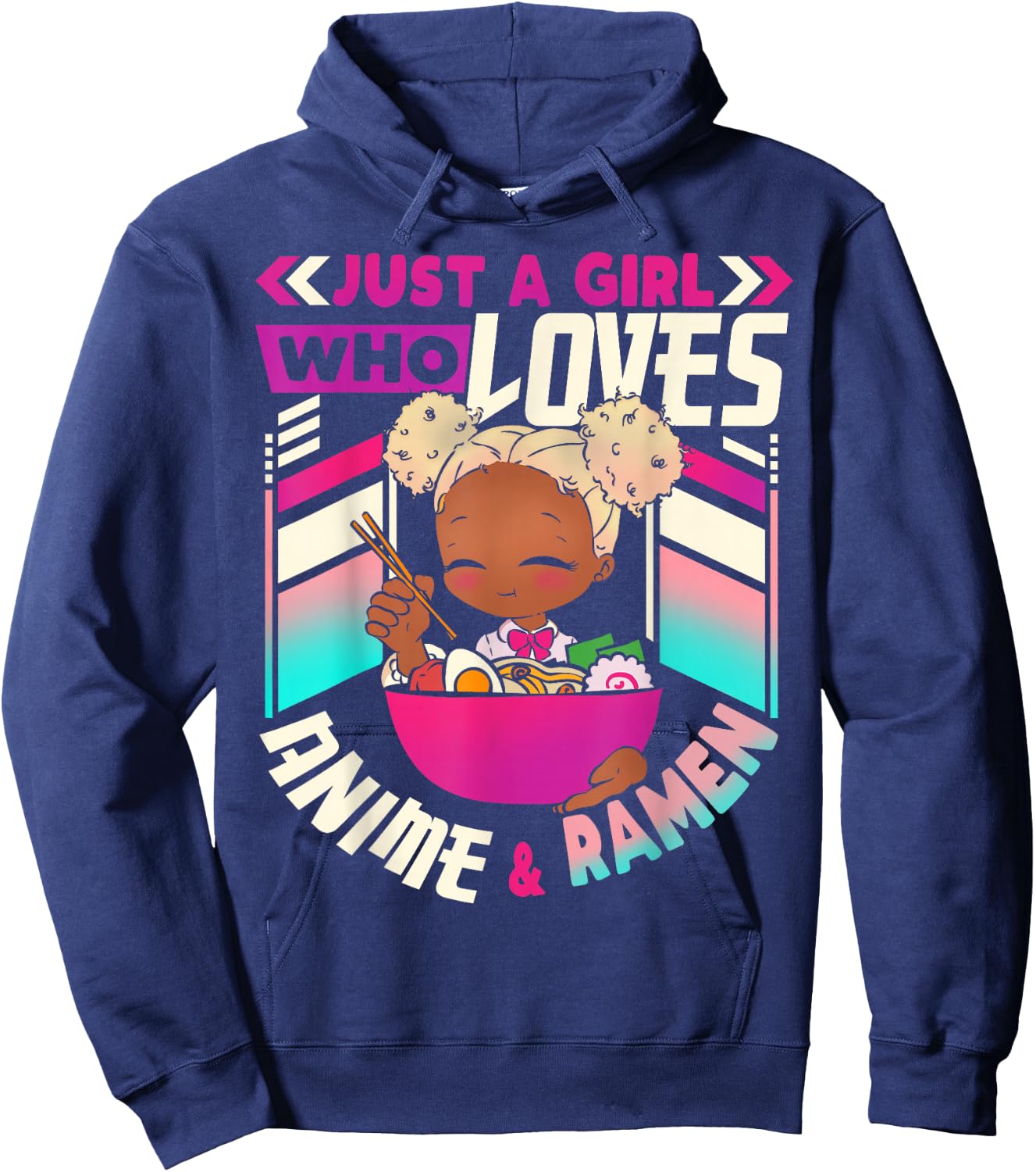 Anime Ramen Black Girl Hoodie - Hoodie | Navy