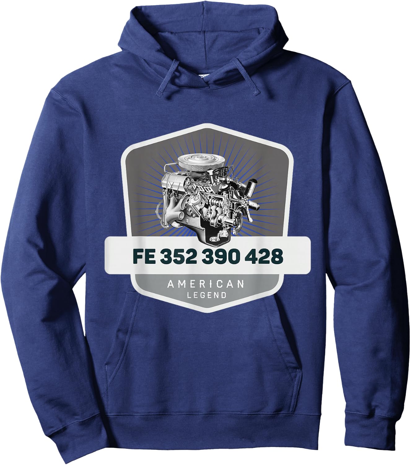 FE 352 390 428 V8 Muscle Car Legend Engine Retro Logo Hoodie - Hoodie | Navy