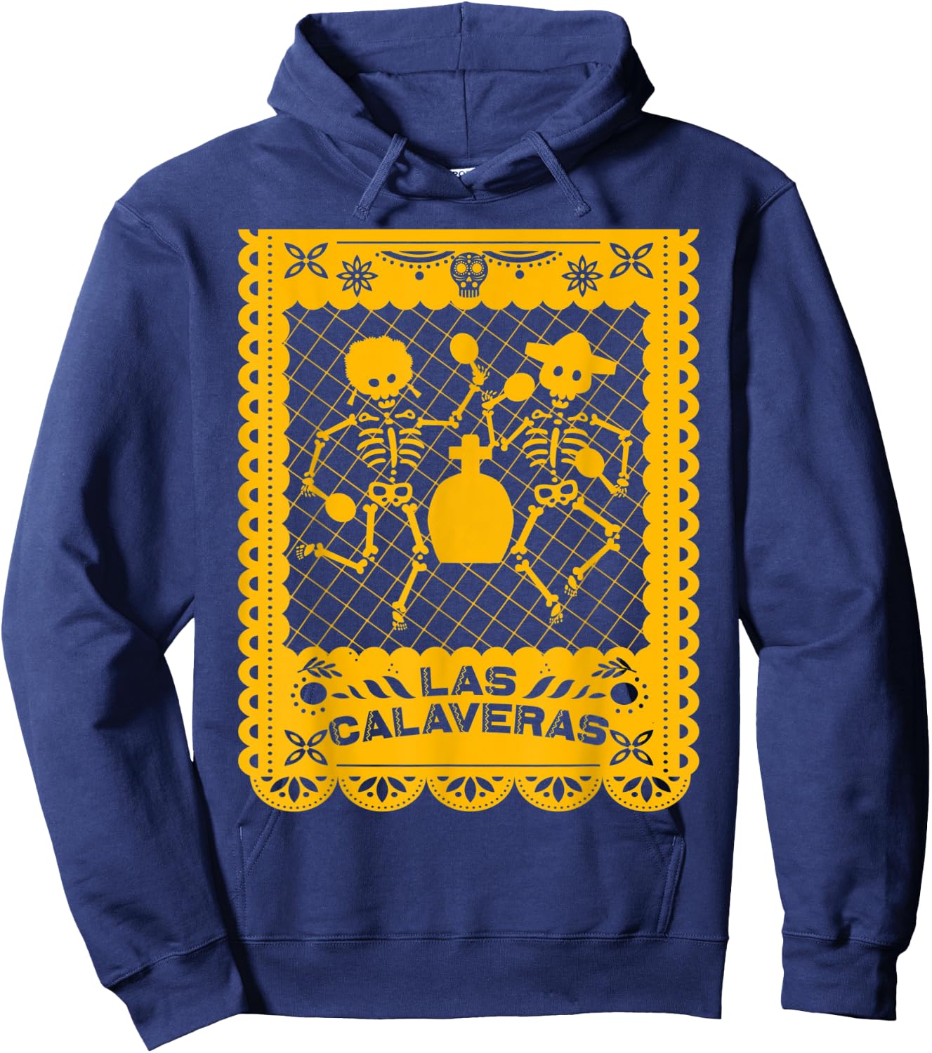 Day of the Dead Dia de Muertos Mexican Papel Picado Calavera Hoodie - Hoodie | Navy