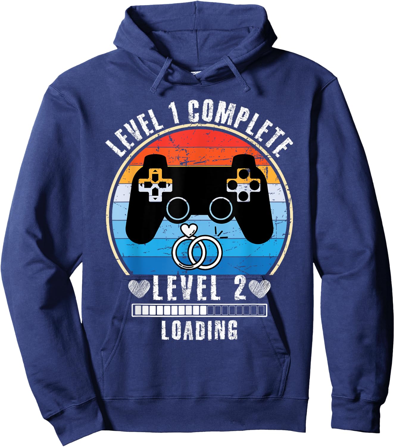 Level 1 Complete Wedding Anniversary For Couple Gamer Hoodie - Hoodie | Navy