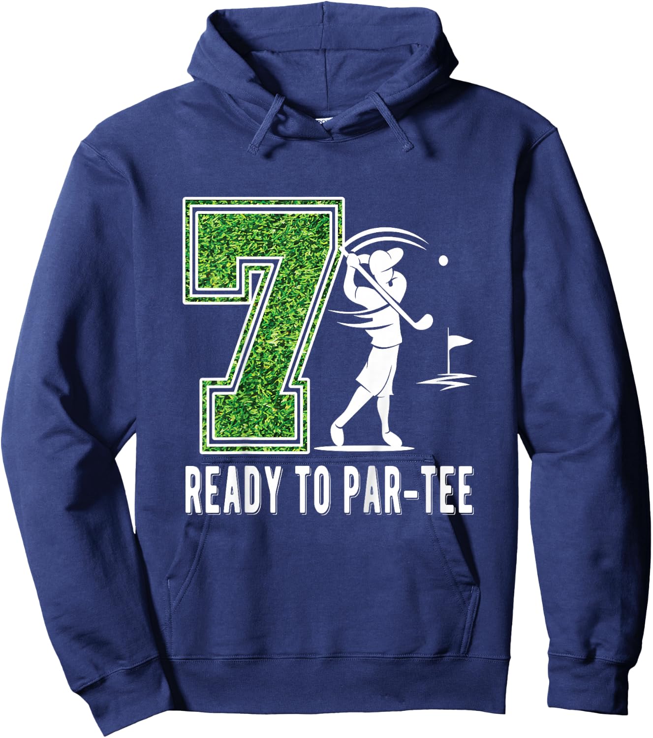 Kids 7th Birthday Golfer Boy Seven Year Old Golf Player Hoodie - Hoodie | Navy
