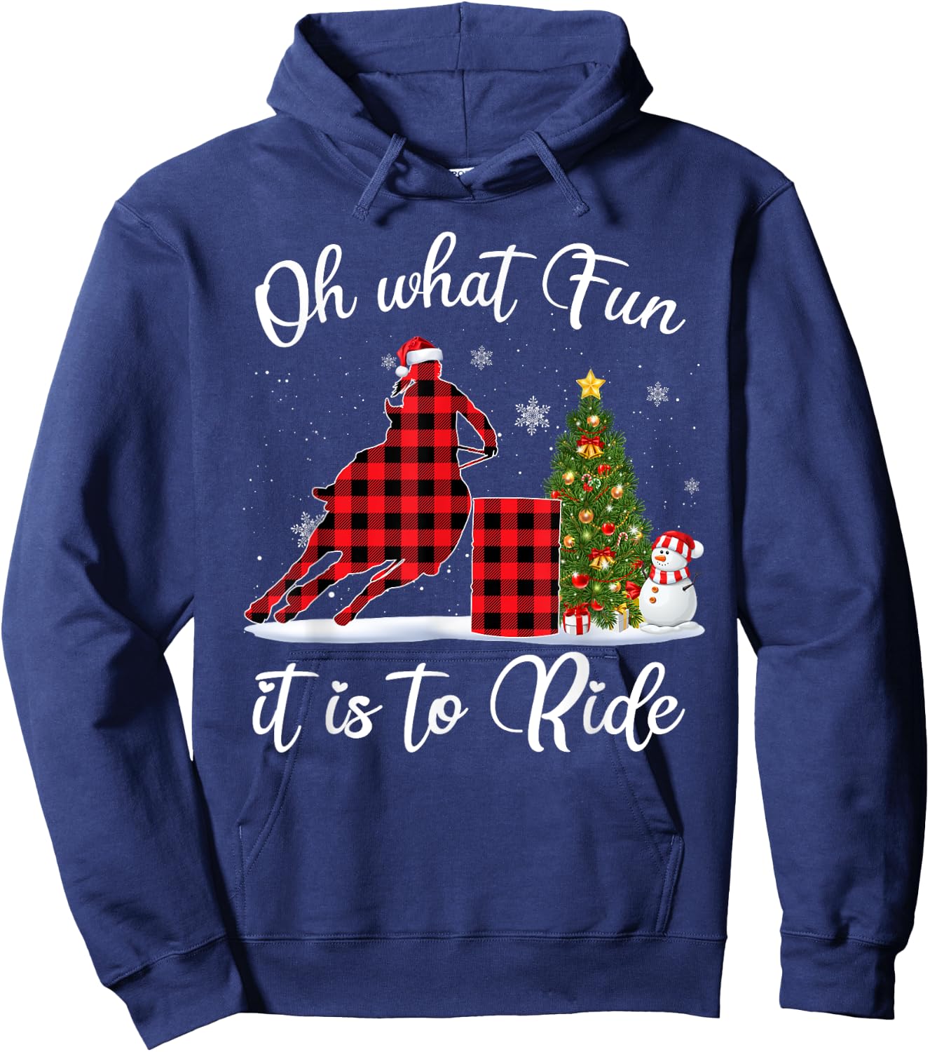 Barrel Racing Oh What Fun It Is To Ride Horse For Christmas Hoodie - Hoodie | Navy