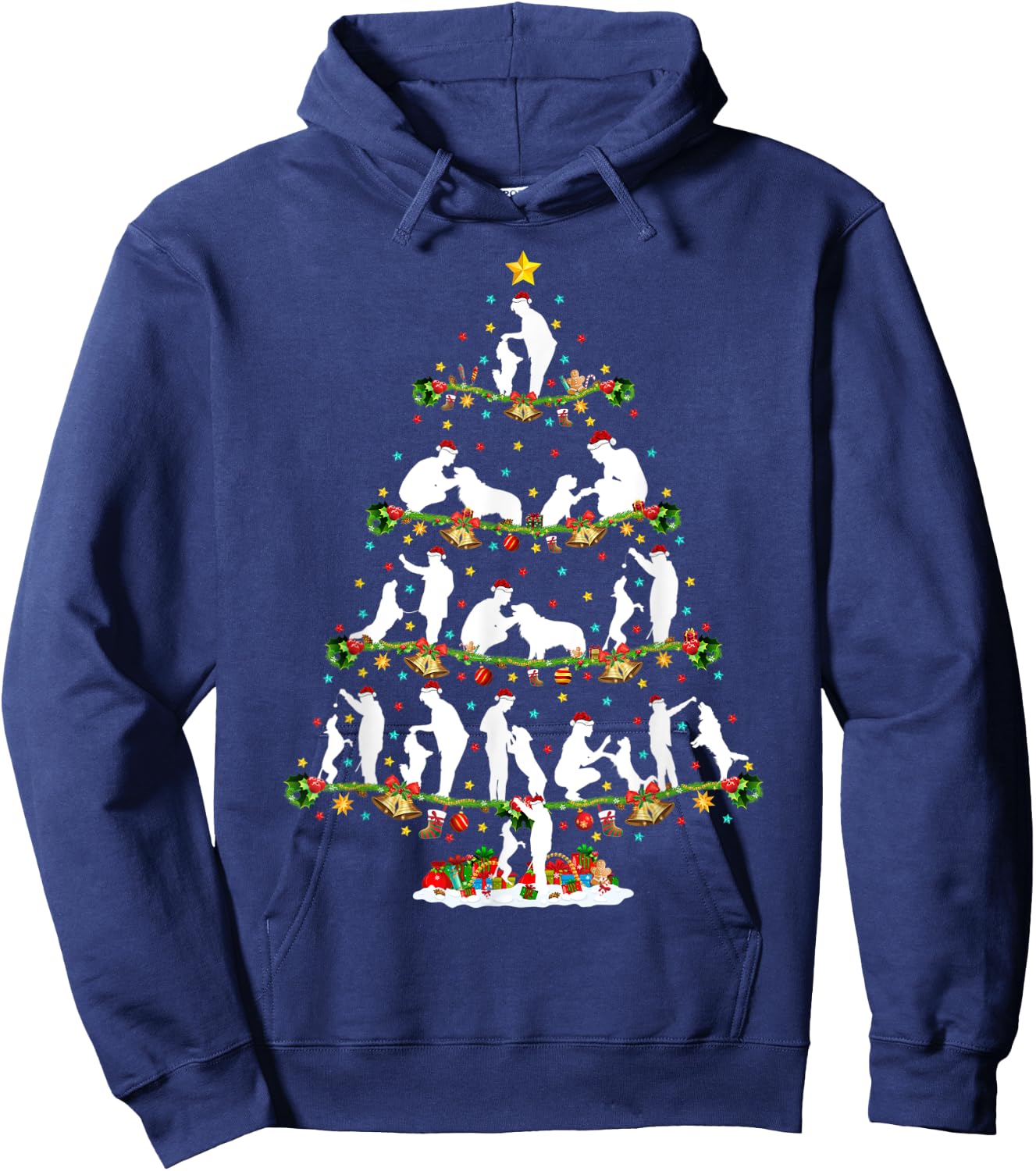 Dog Training Xmas Lighting Santa Dog Training Christmas Tree Hoodie - Hoodie | Navy