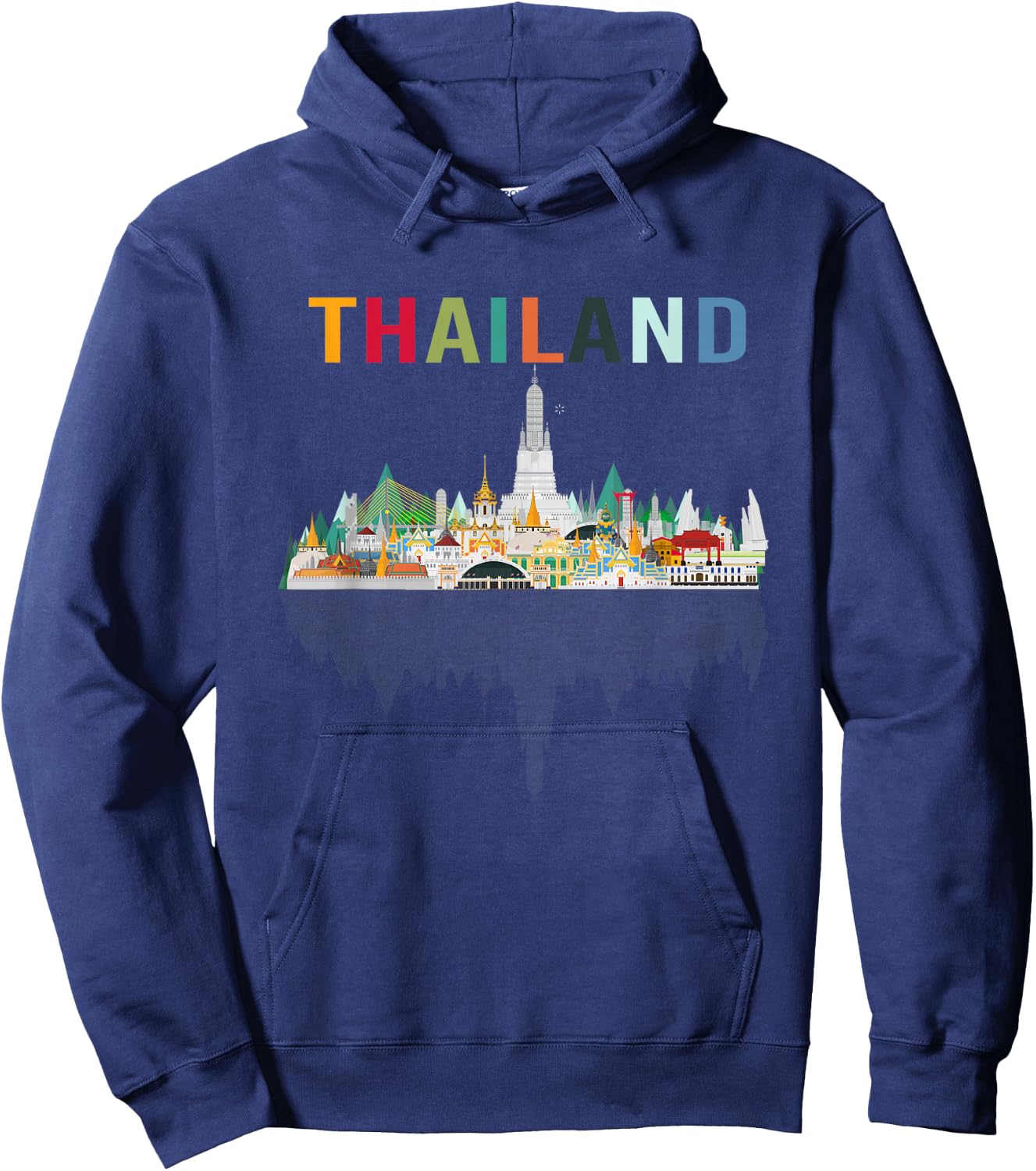 Bangkok Travel Thailand Gift -Adults Black Thai Flag Small Hoodie - Hoodie | Navy
