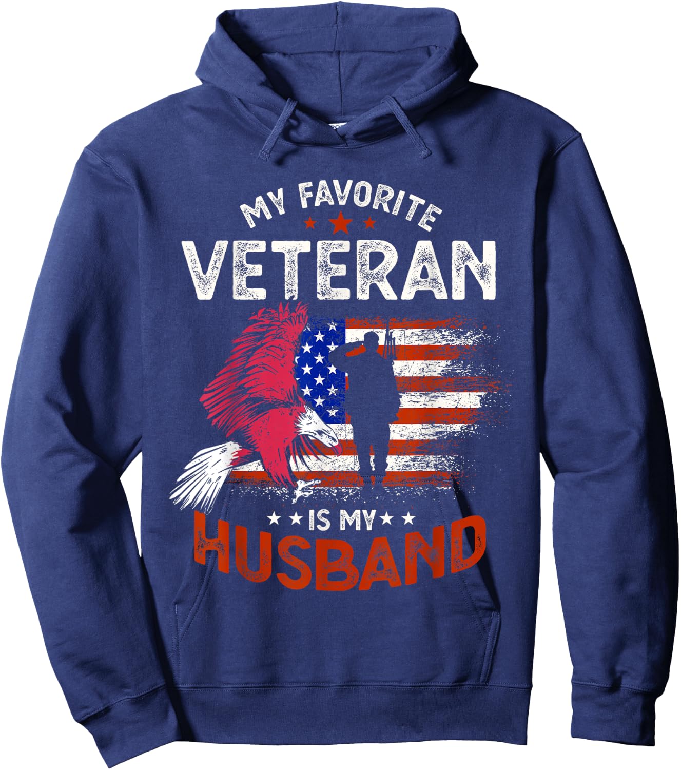 My Favorite Veteran Is My Husband Hoodie - Hoodie | Navy