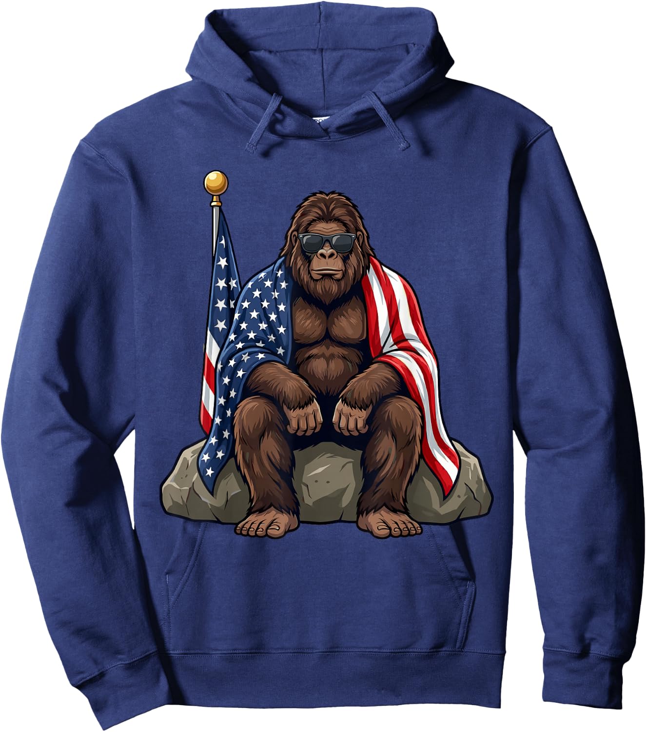 Patriotic Bigfoot 4th of July Sasquatch USA Flag Hoodie - Hoodie | Navy