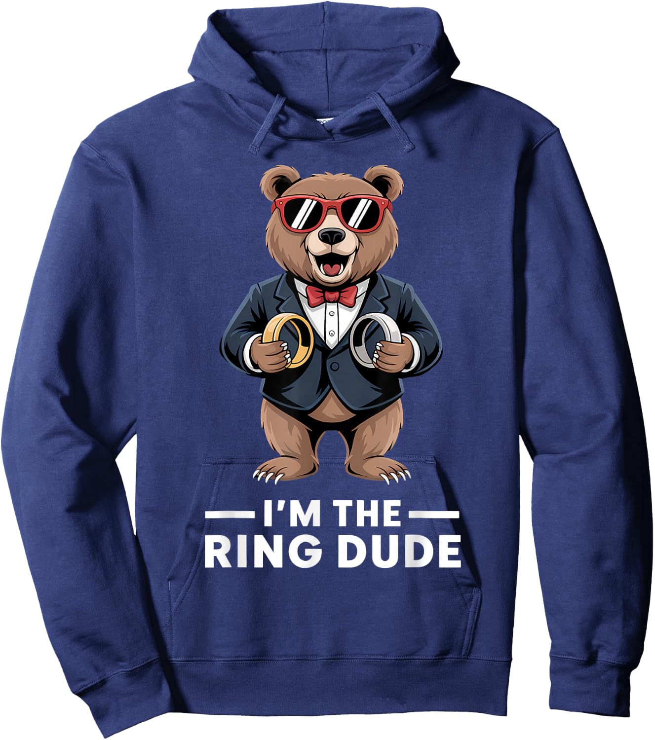 Ring Bearer Ring Security Funny Wedding Party Bear Ring Dude Hoodie - Hoodie | Navy