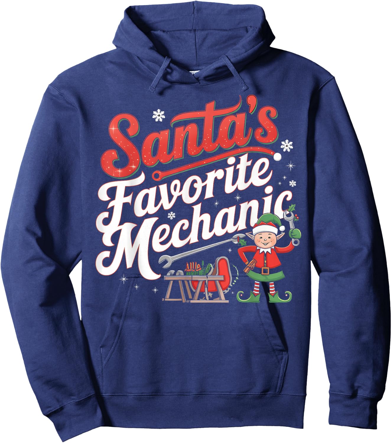 Santa’s Favorite Mechanic Funny Christmas Car Auto Repair Hoodie - Hoodie | Navy
