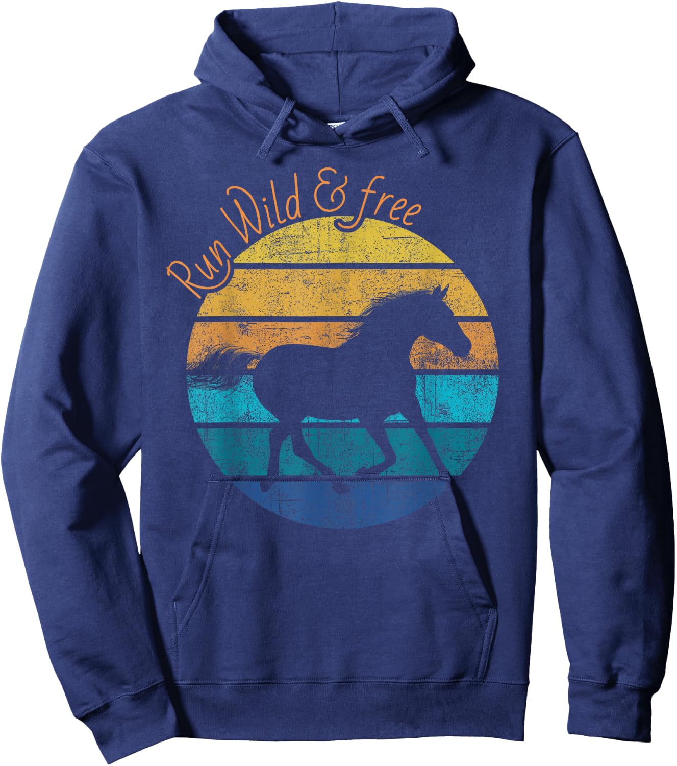 Beautiful horse retro sunset run wild and free horse graphic Hoodie - Hoodie | Navy