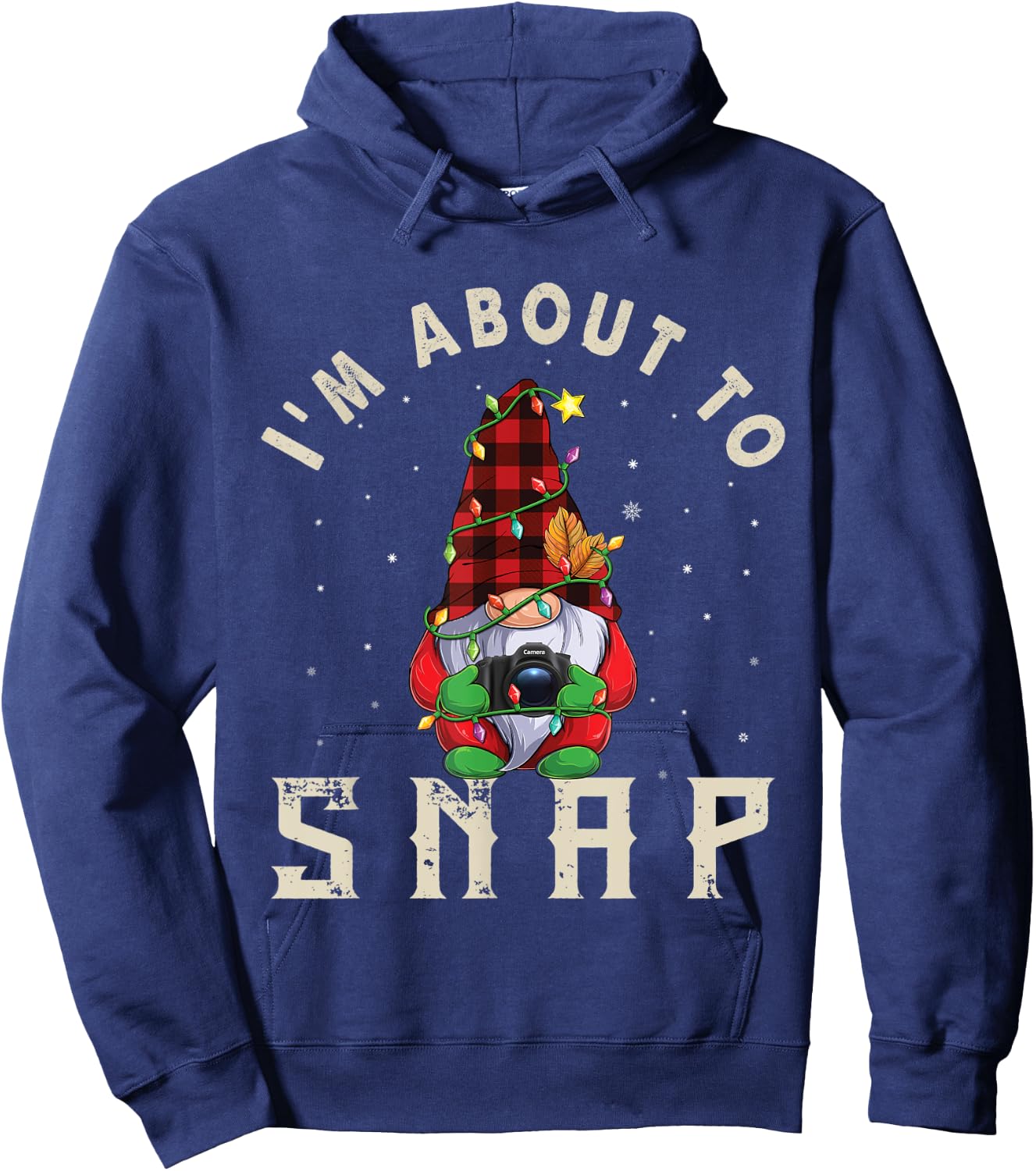 Gnome Photographer Christmas Lights Photography Funny Pajama Hoodie - Hoodie | Navy