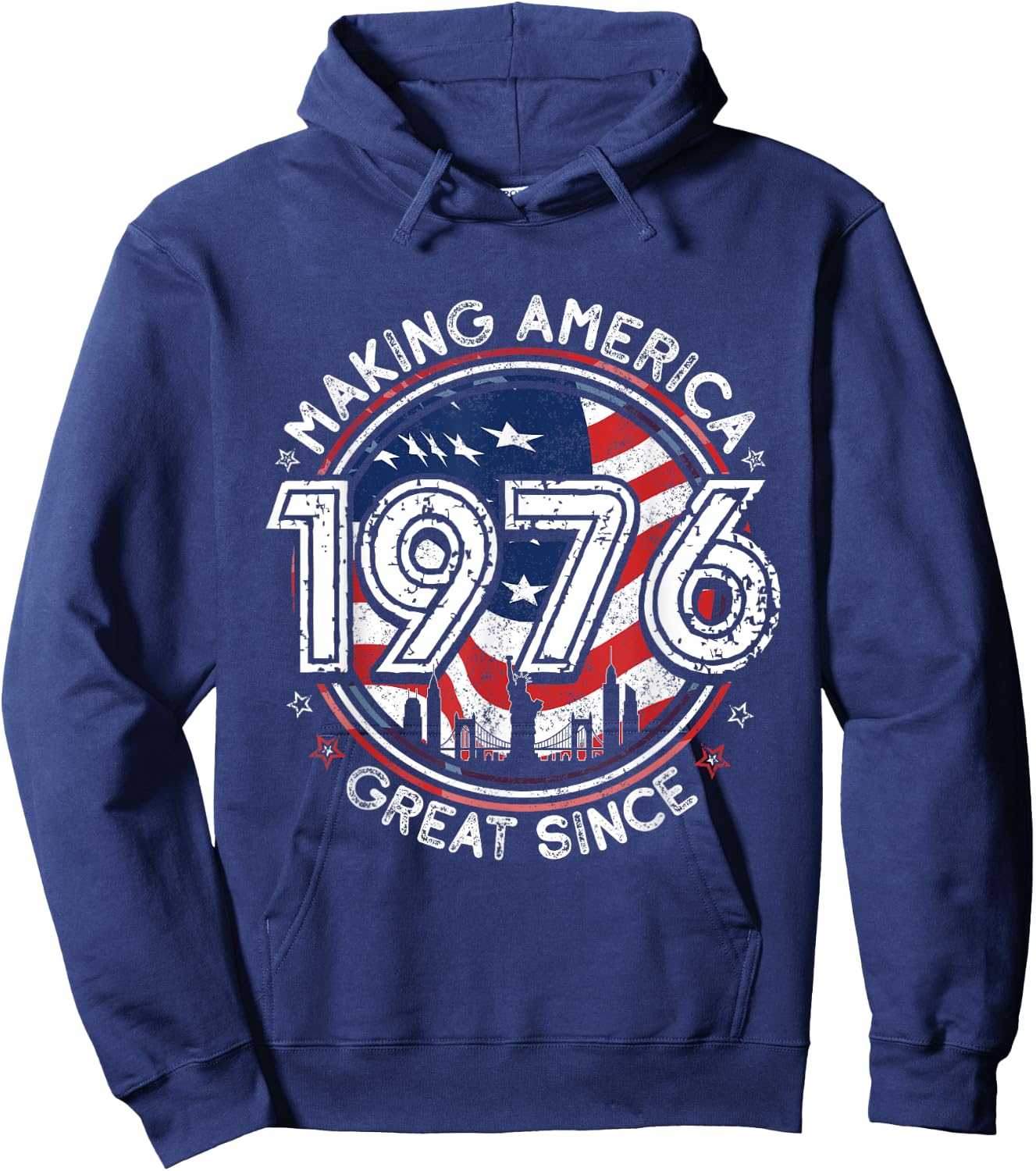 Making America Great Since 1976 American Flag Birthday Hoodie - Hoodie | Navy