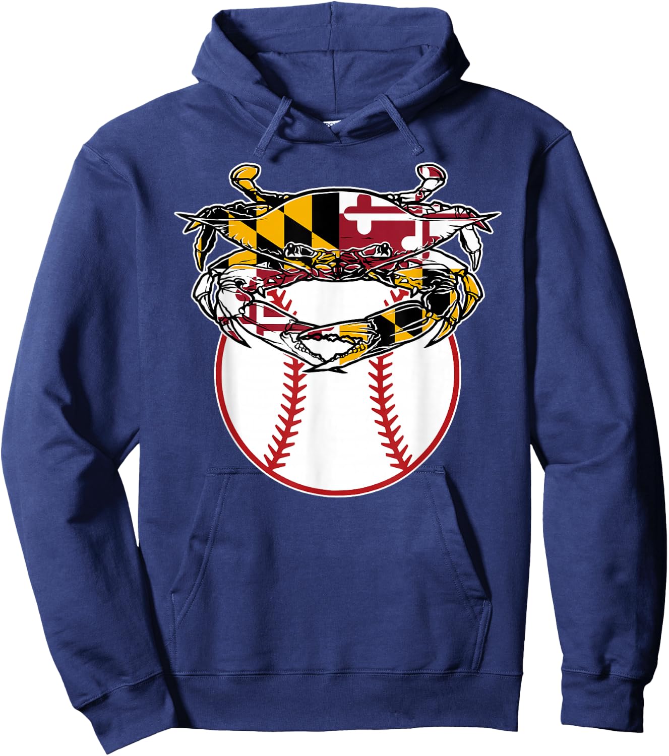 Maryland Crab State Pride Flag Gift - Baseball & Blue Crab Hoodie - Hoodie | Navy