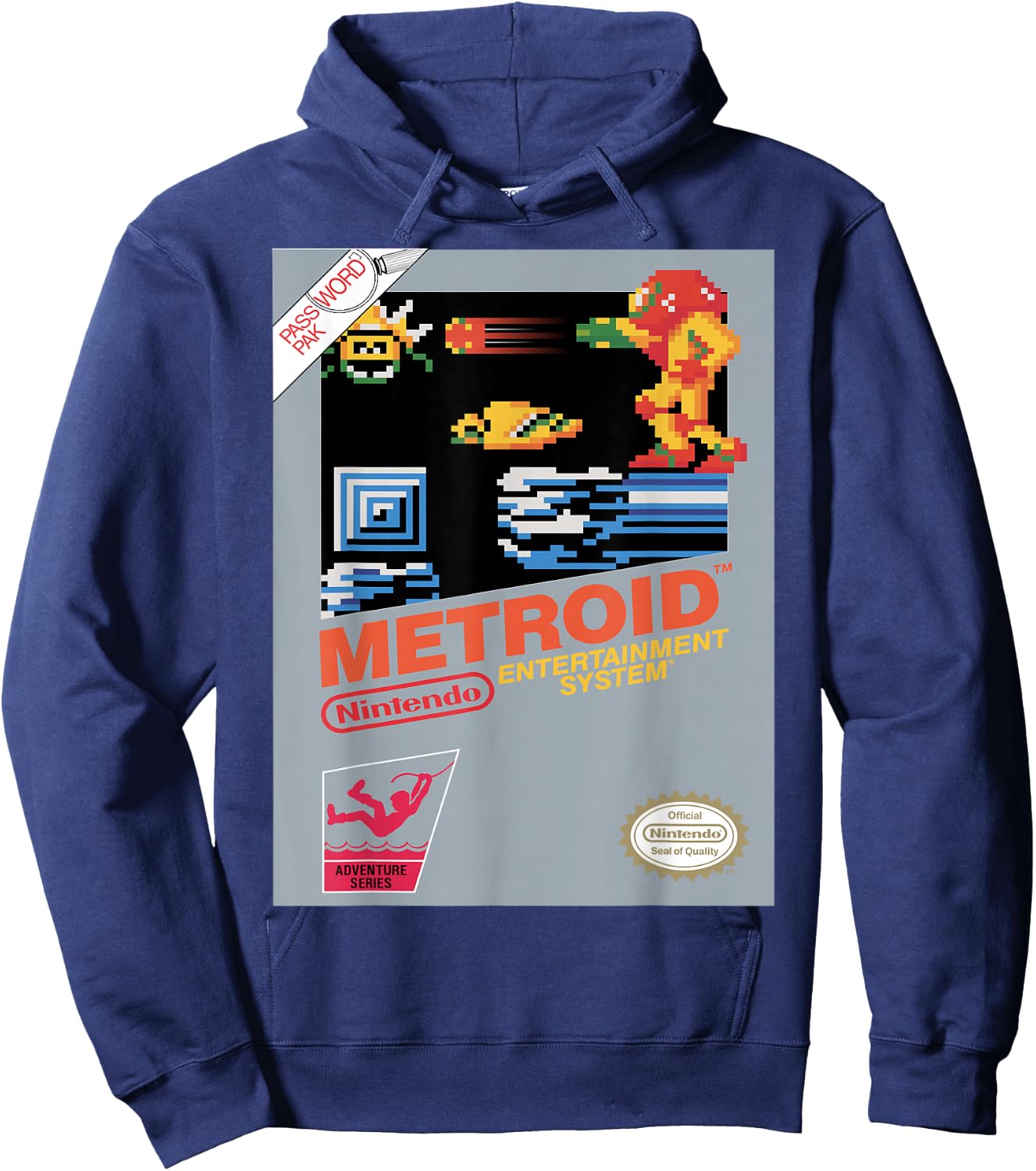 Nintendo NES Metroid Retro Vintage Cover Graphic Hoodie - Hoodie | Navy