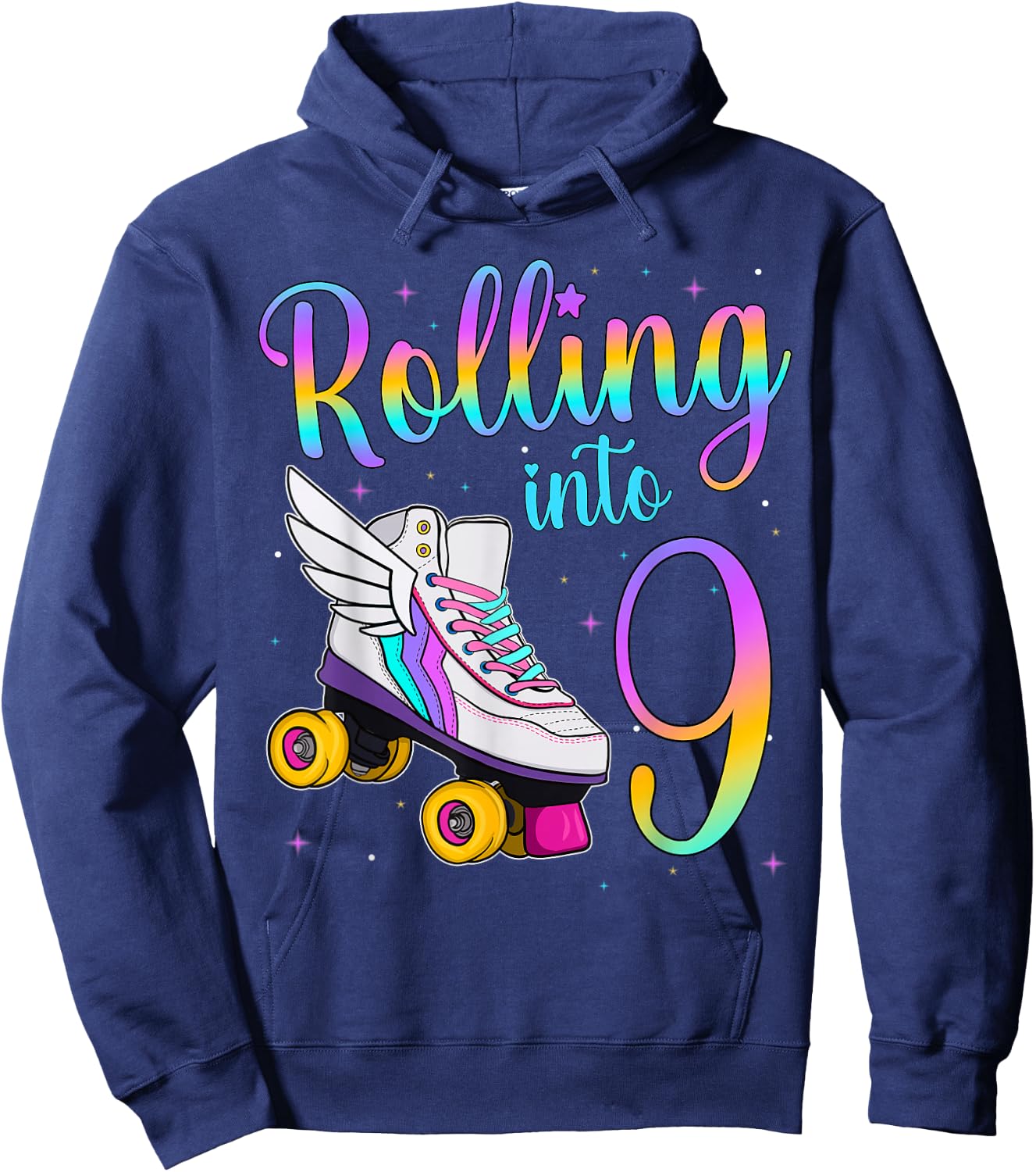 Rolling Into 9 Years. Lets Roll I'm Turning 9 Roller Skates Hoodie - Hoodie | Navy