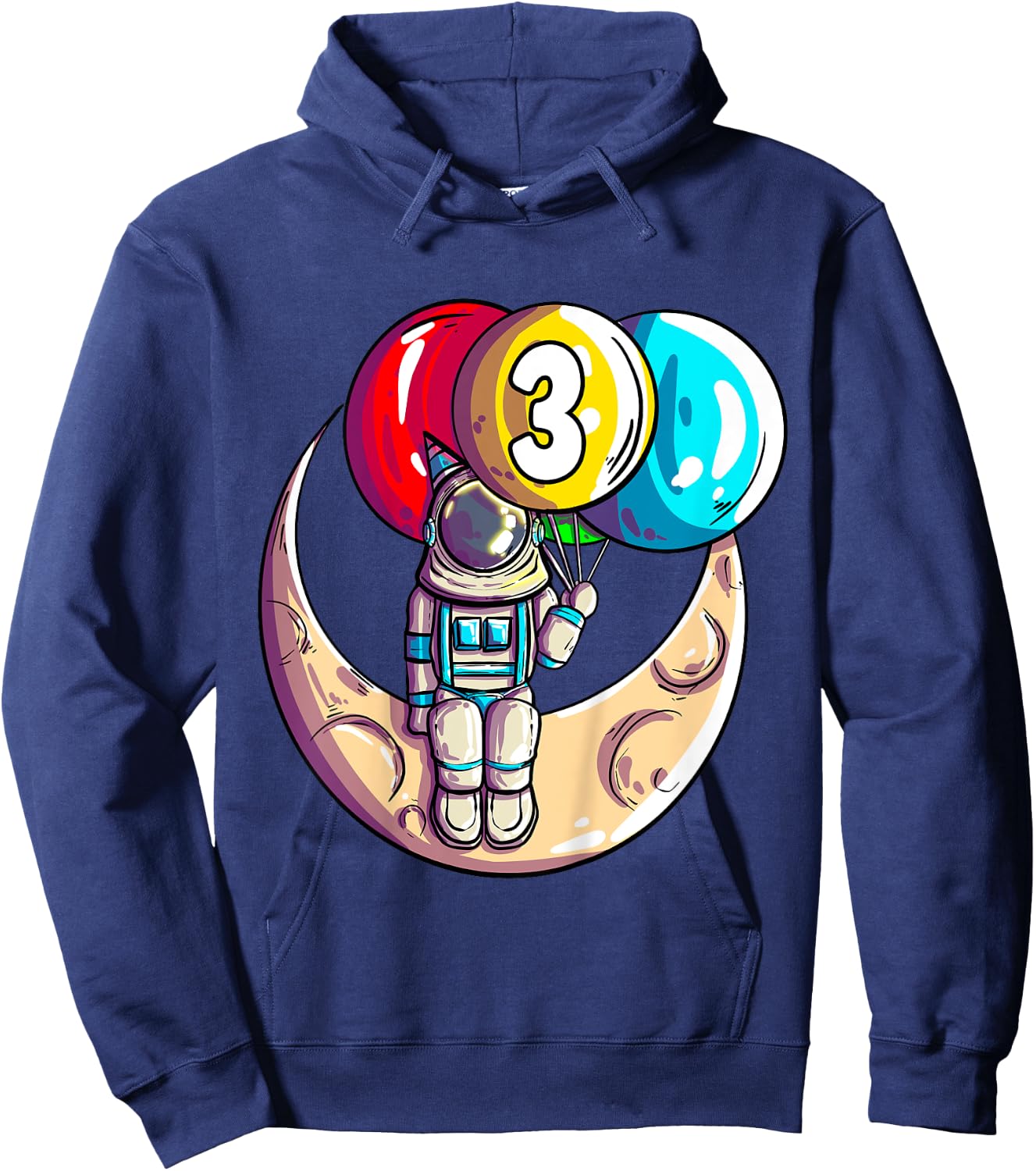 Kids Astronaut Space Moon 3 Year - 3rd Birthday Hoodie - Hoodie | Navy