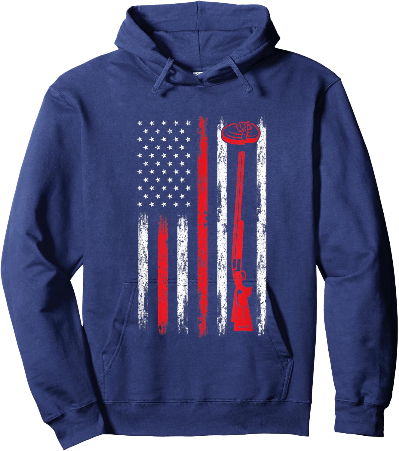 Clay Pigeon Shooting USA American Flag - Trap Rifle Firearm Women Men Hoodie - Hoodie | Navy