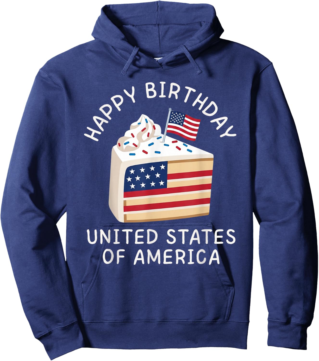 Happy Birthday United States of America Retro Flag Cake Hoodie - Hoodie | Navy
