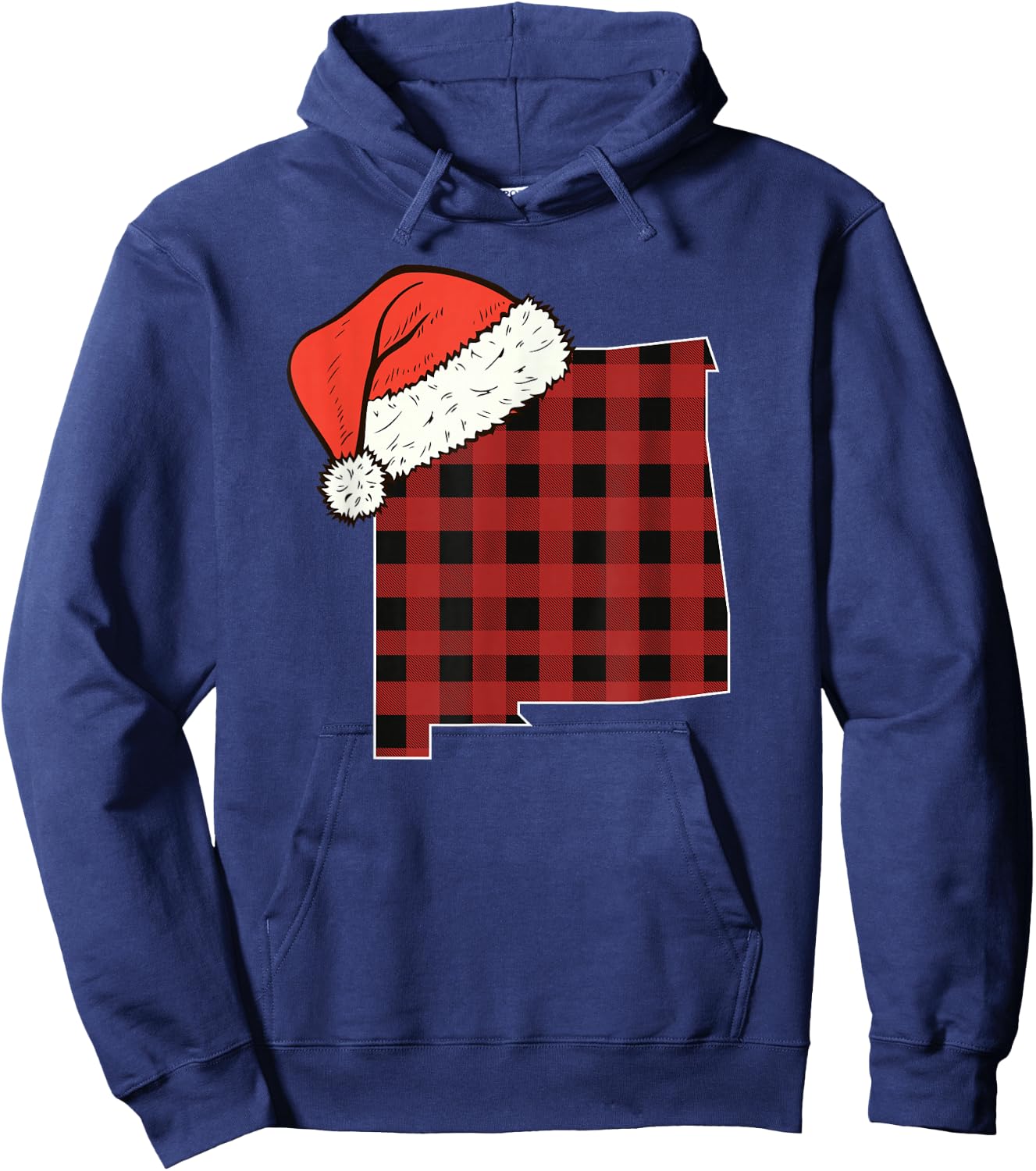 New Mexico Plaid Christmas Santa Hat Holiday Matching Hoodie - Hoodie | Navy