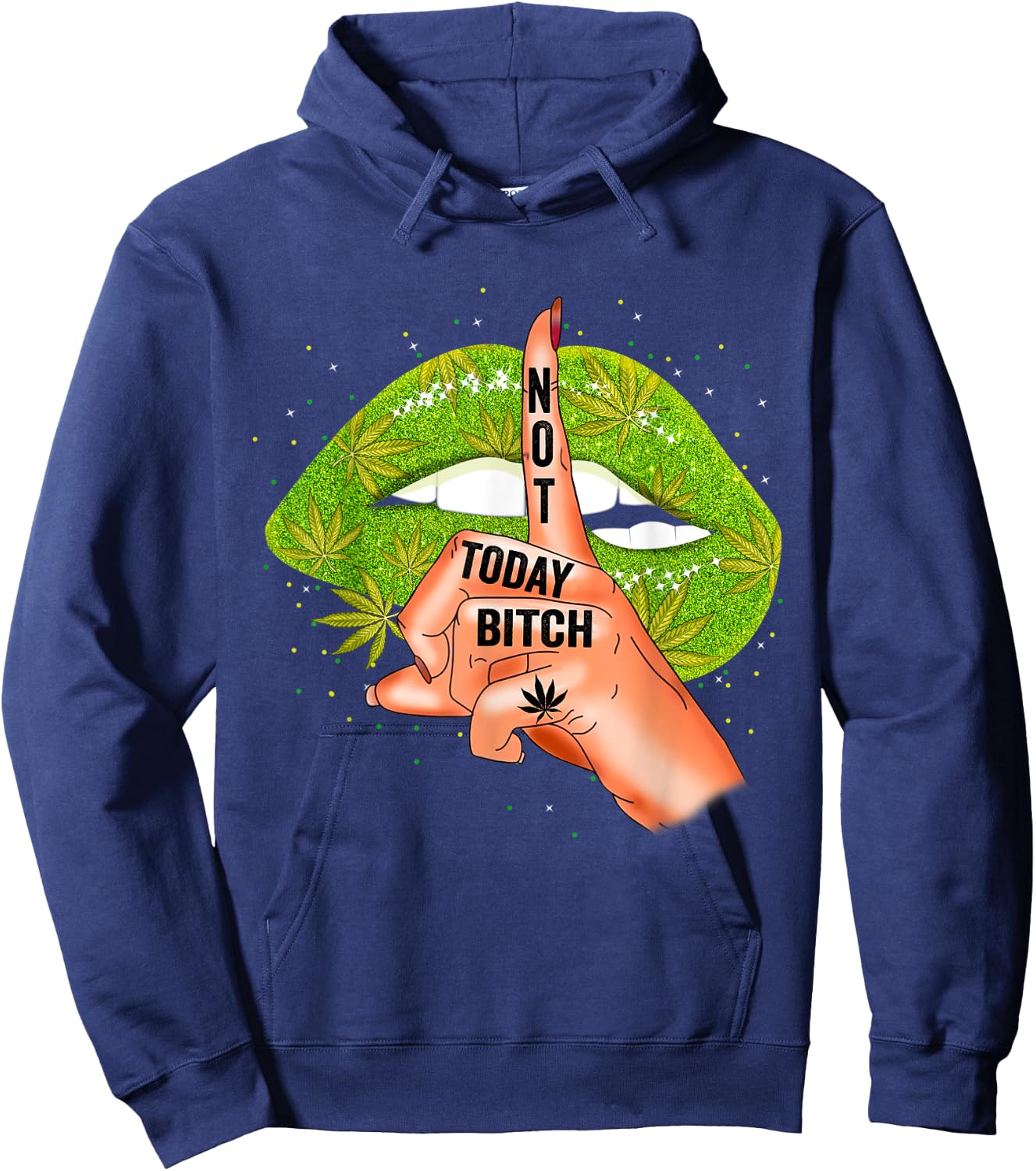 Funny Sexy Lips Cannabis Marijuana Weed Pot Leaf Lover Hoodie - Hoodie | Navy
