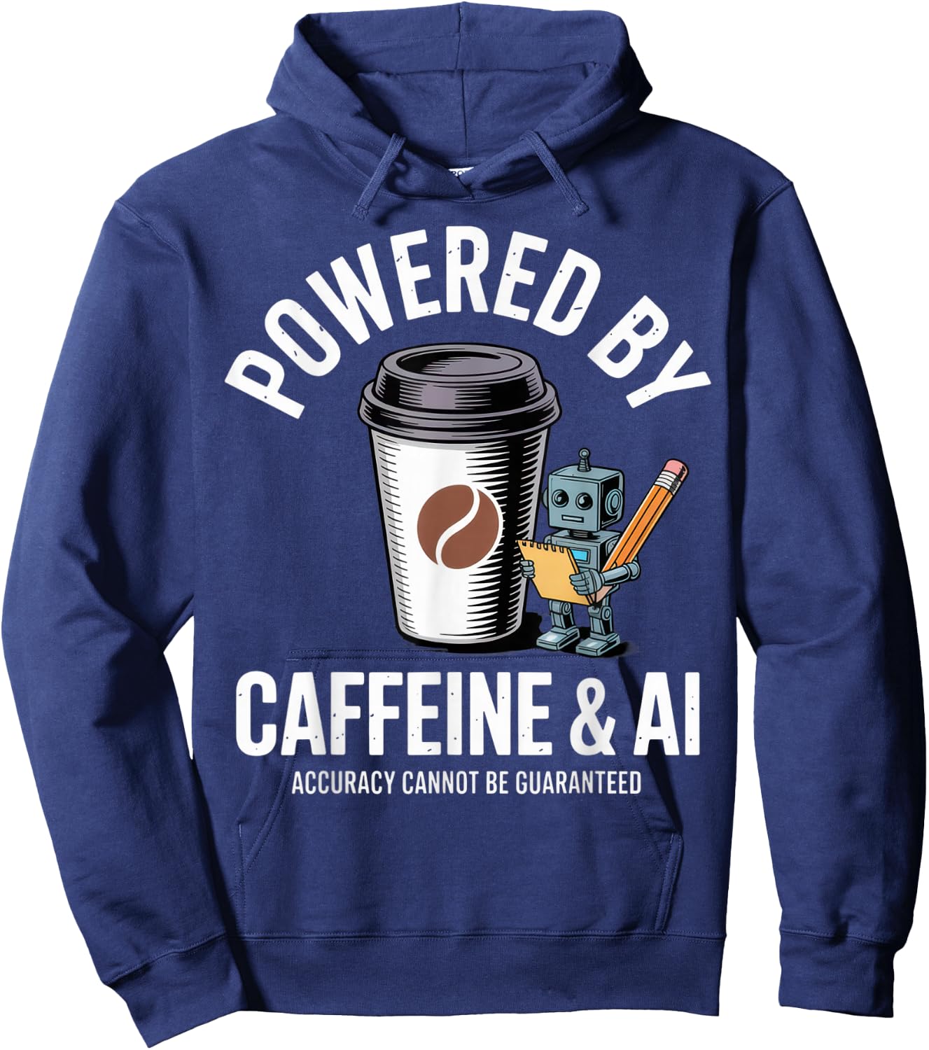 Powered by Caffeine & AI Funny Tech Enthusiast Work Vibe Hoodie - Hoodie | Navy