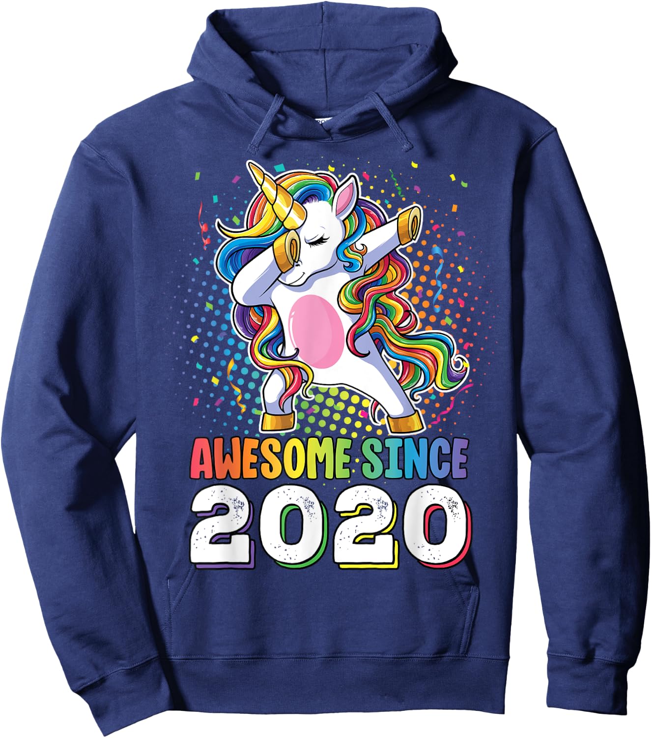 Awesome Since 2020 Girls Boys Dabbing Unicorn Birthday Hoodie - Hoodie | Navy