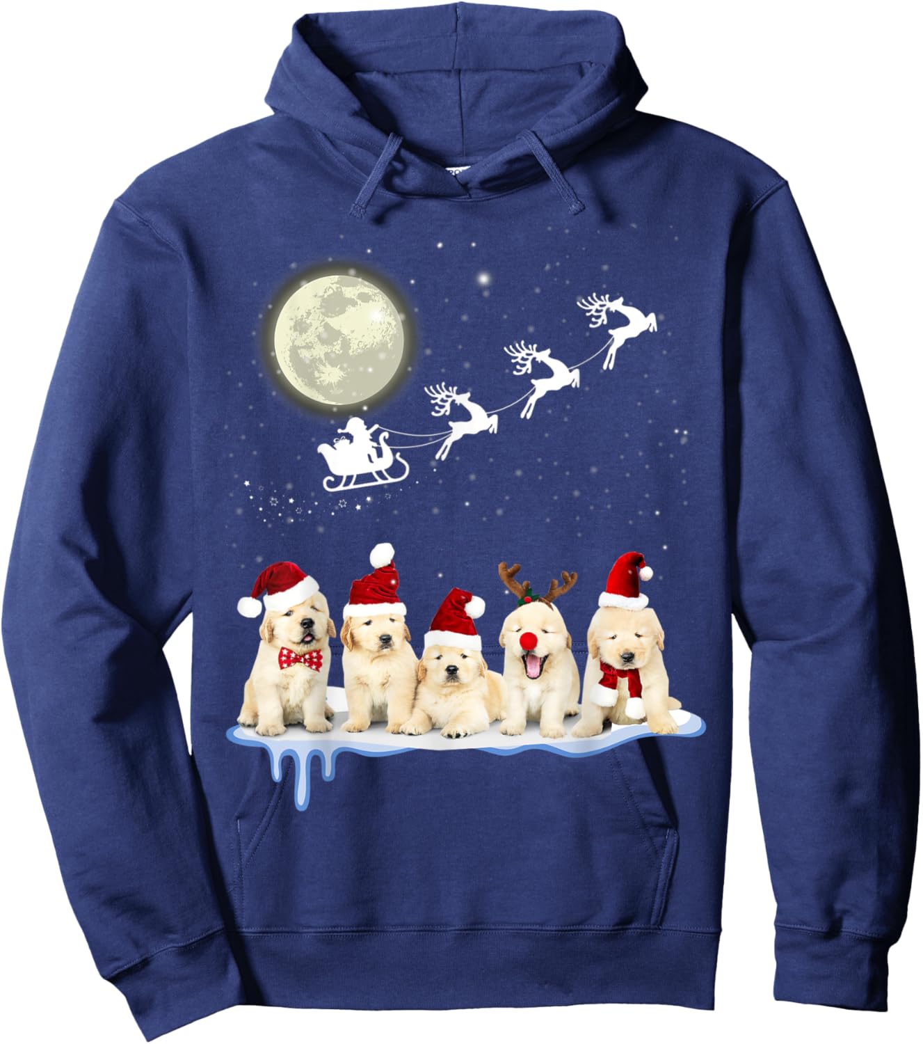 Golden Retriever Puppy Christmas Santa Hoodie - Hoodie | Navy