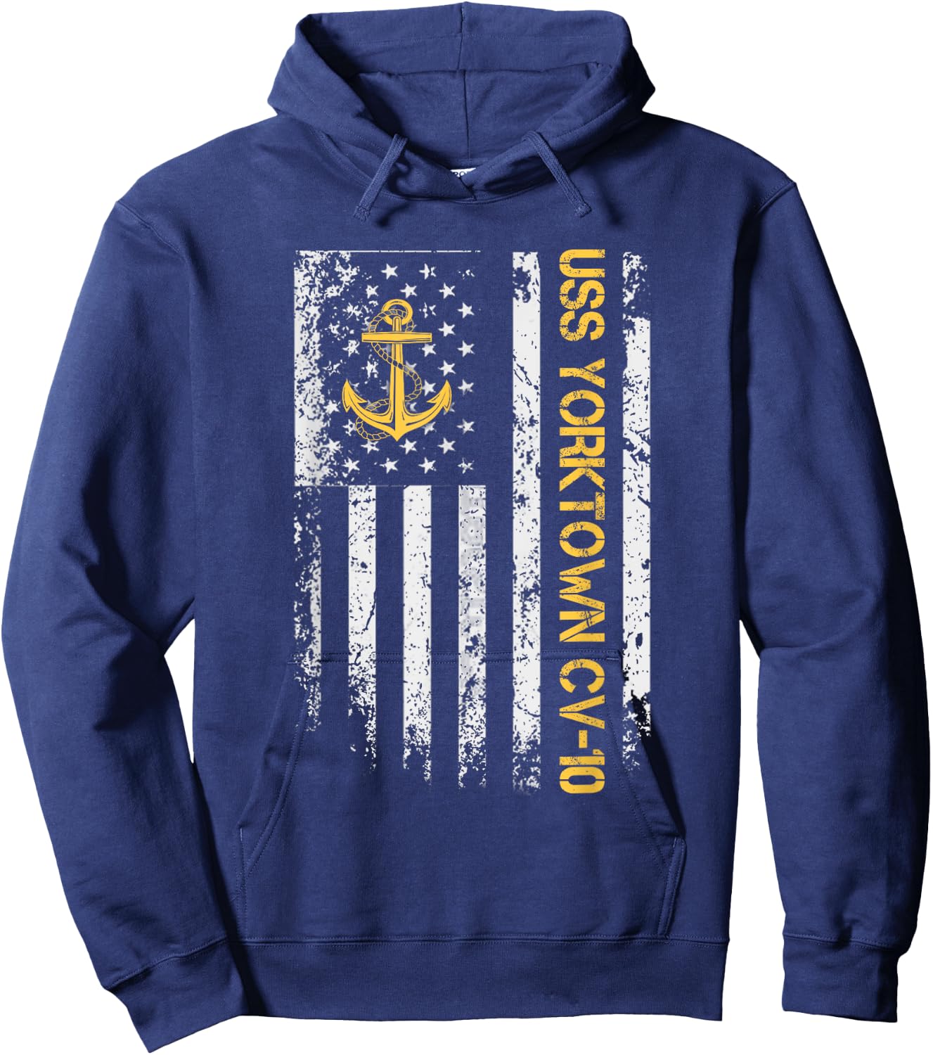 USS Yorktown CV-10 Aircraft Carrier USA Flag Veterans Day Women Men Hoodie - Hoodie | Navy