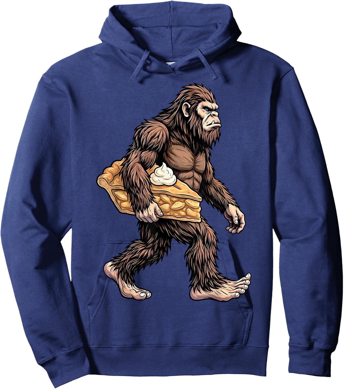 Bigfoot Carrying Apple Pie Funny Sasquatch Baking Dessert Hoodie - Hoodie | Navy