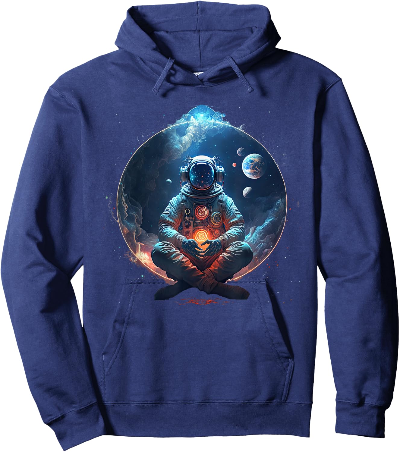 Meditating Astronaut Planets Meditation Astral Travel Hoodie - Hoodie | Navy
